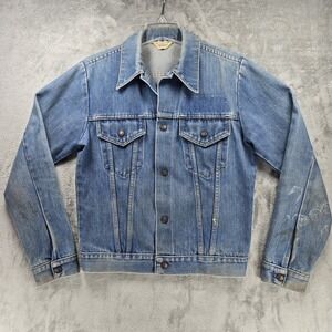 Vintage JC Penney US Made Denim Trucker Jacket USA Workwear Medium Distressed